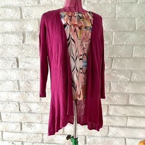 Eileen Fisher Plum Knit Open Cardigan PL
